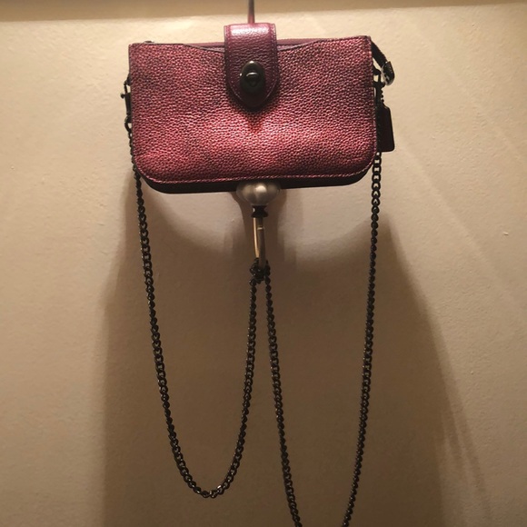 Authentic Coach Metallic Crossbody! Worn once! Gunmetal hardware! - Picture 3 of 11